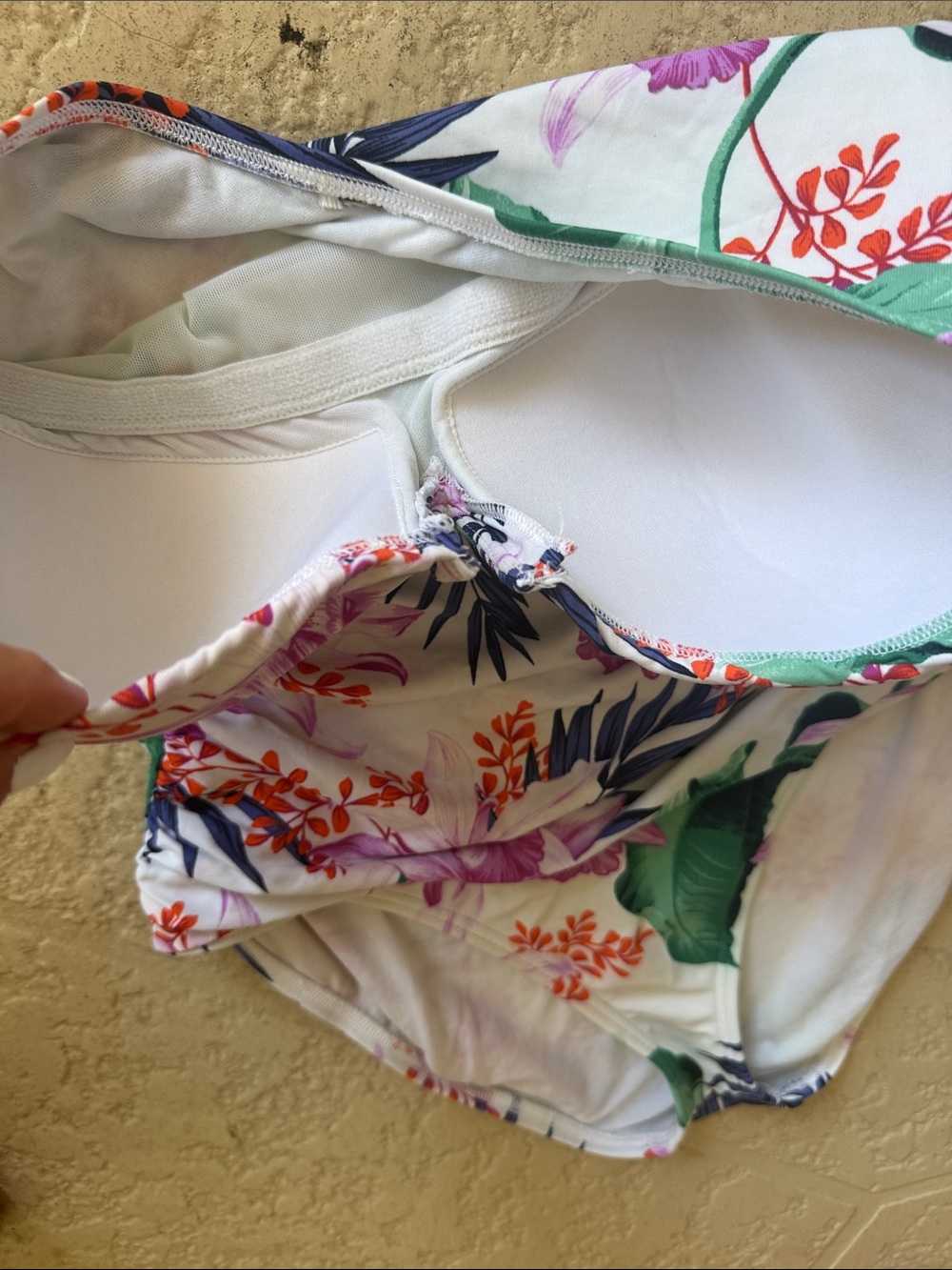 Tommy Bahama White One-Piece Swimsuit with Purple & Green Floral Print - Picture 4 of 6